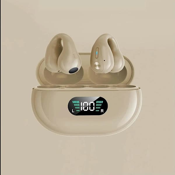 True Wireless Bluetooth-hörlurar Trådlösa benledningshörlurar Brun/Display