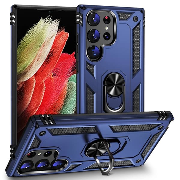 Samsung Galaxy S23 Ultra Skyddsfodral Ring Armor Blandad Blå
