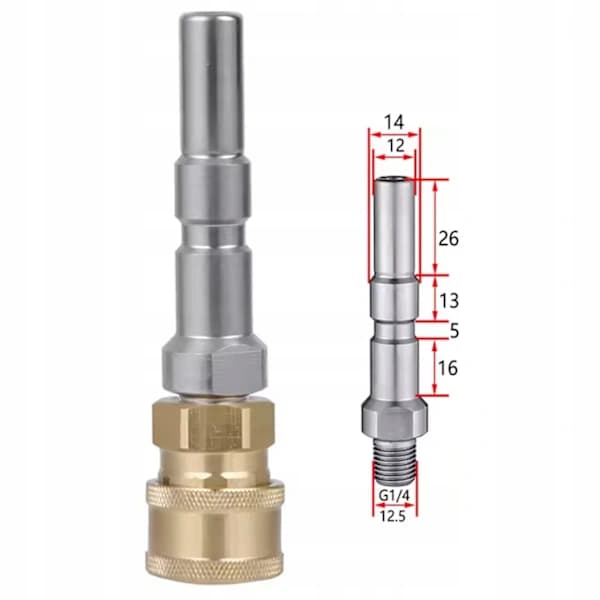 Adapter til Nilfisk – Lynkobling 1/4\" | Rustfrit stål & messing | Kompatibel med Nilfisk C110, C120