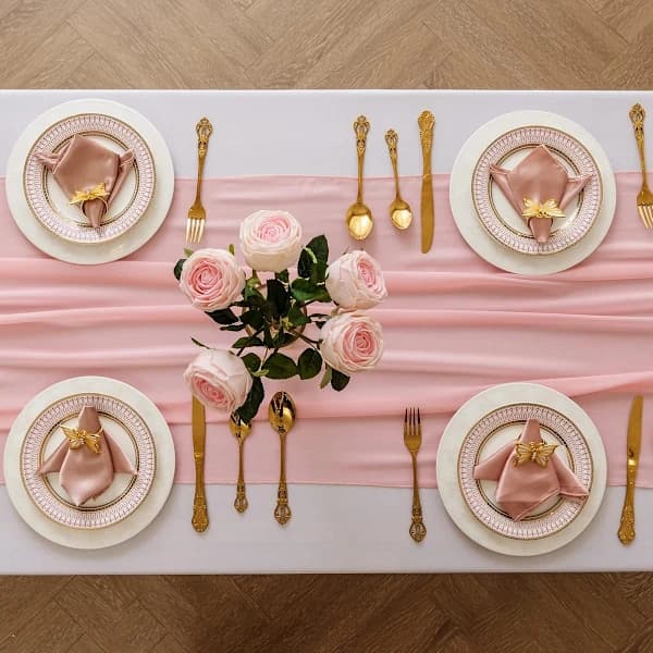 Bordløper tekstil og duk 75x300cm – lys rosa