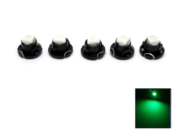 T4.7 T5 Neo Wedge 5-pack med grön LED-chip instrumentbelysning Grön 5-pack