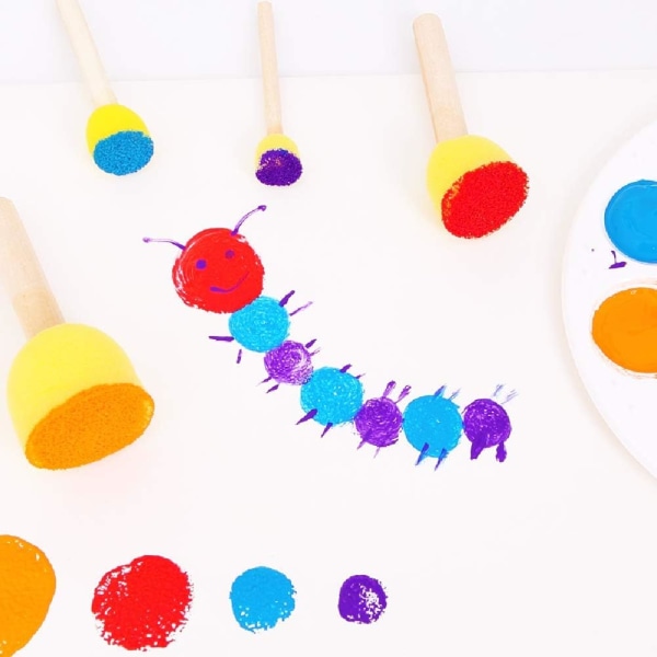 Svampborste Rund Sponge Stippler Paint Tools for Kids, 4 Pieces