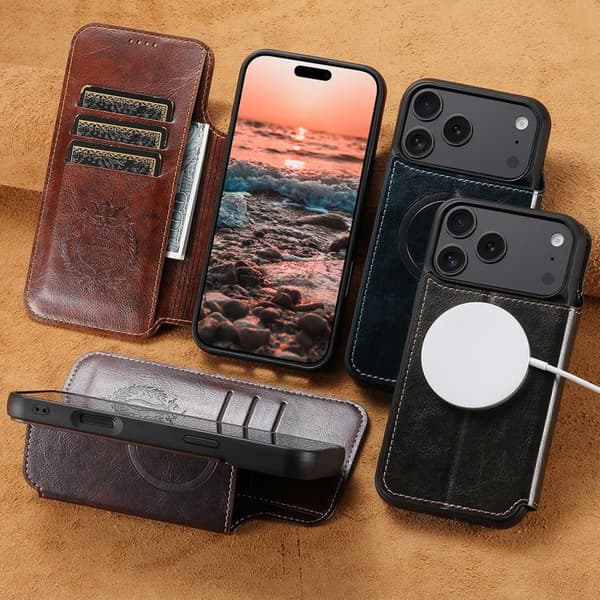 iPhone 17 Cover - læder med magnetisk MagSafe Sort