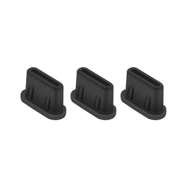 Støvprop Silikone USB-C 3-pak Sort