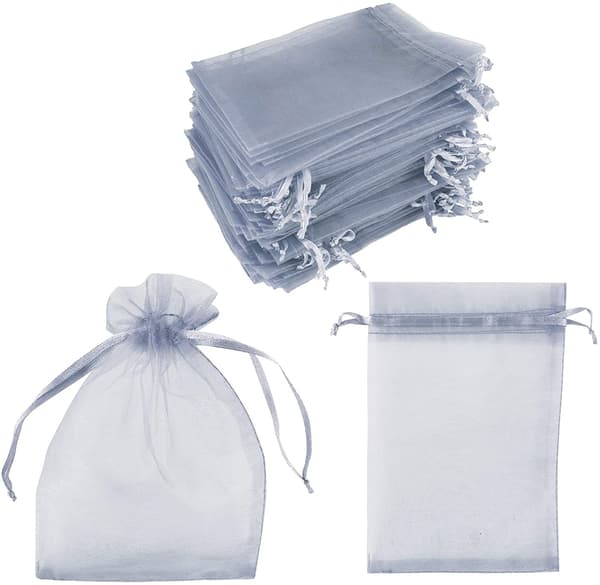 Lahjapussit kiristysnyörillä - 7x9 cm, 25 kpl harmaa harmaa