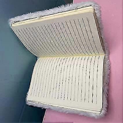 Plys notesbog, imiteret pels notesbog til børn, panda-mønstret dagbog, hardcover notesbog, skriveblok, skolepapir, hvid