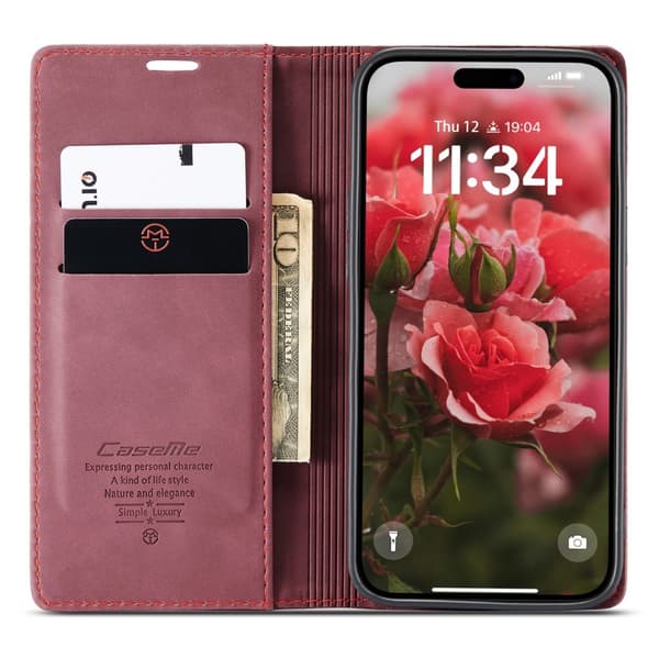 CASEME iPhone 16 Cover Flip Læder Bourgogne