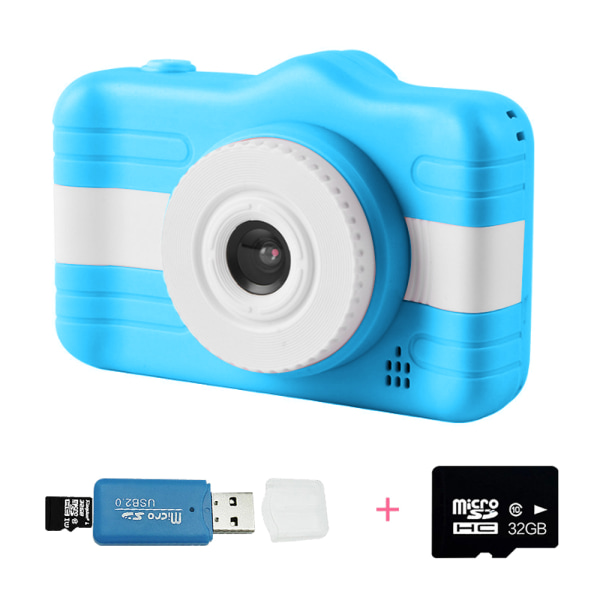 Barnkamera - Digitalkamera för barn med stor skärm för flickor och pojkar, HD-videokamera för barn för julklappsfödelsedagspresenter med 32 GB SD-kort,
