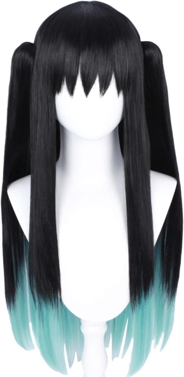 Lång syntetfiberperuk för cosplay + perukmössa