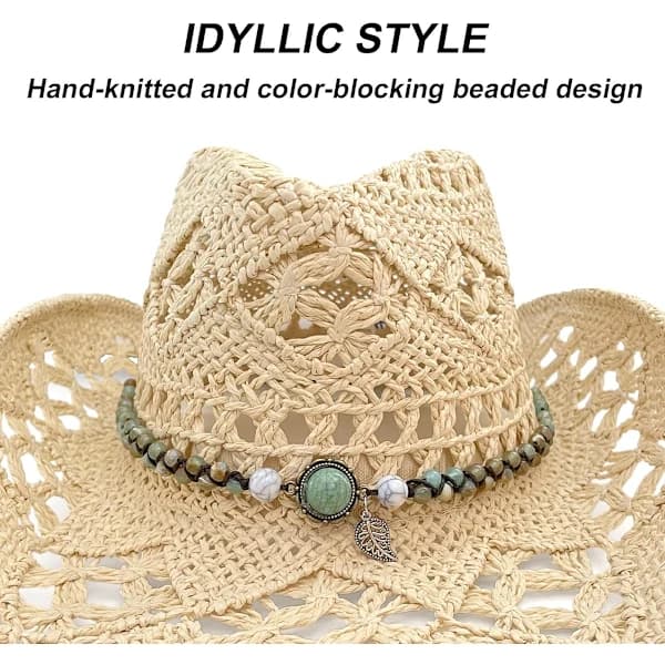 Hattebånd, cowboyhatt, håndlaget utskiftbart hattebelte for menn Panama-hatt Fedora