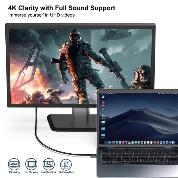 USB-C til HDMI-kabel 4K 60Hz – 1,8 meter Sort
