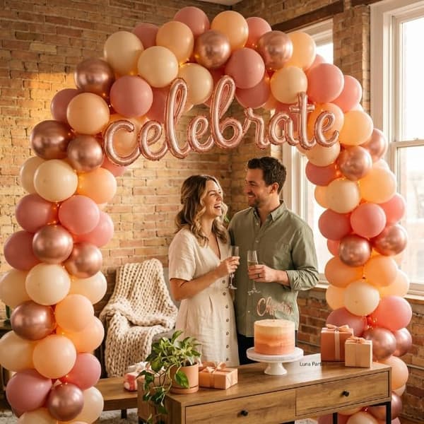 52 lyserøde og orange ballonfestdekorationer