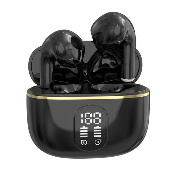 TWS trådløse in-ear hovedtelefoner ENC, Bluetooth 5.3, LCD-display og touch-kontrol Sort