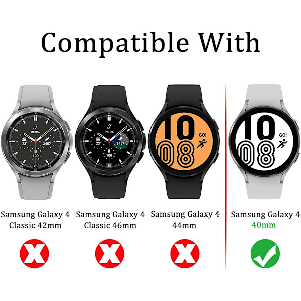 4-pack härdat glas för Samsung Galaxy Watch 4 (40mm) skärmskydd för Galaxy Watch 4 (40mm) Smartwatch [2.5D 9H hårdhet] [reptålig]