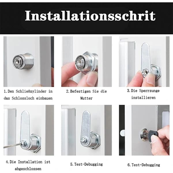 2-pack brevfackslås 30 mm säkerhetslås - möbellås - kamcylinder med
