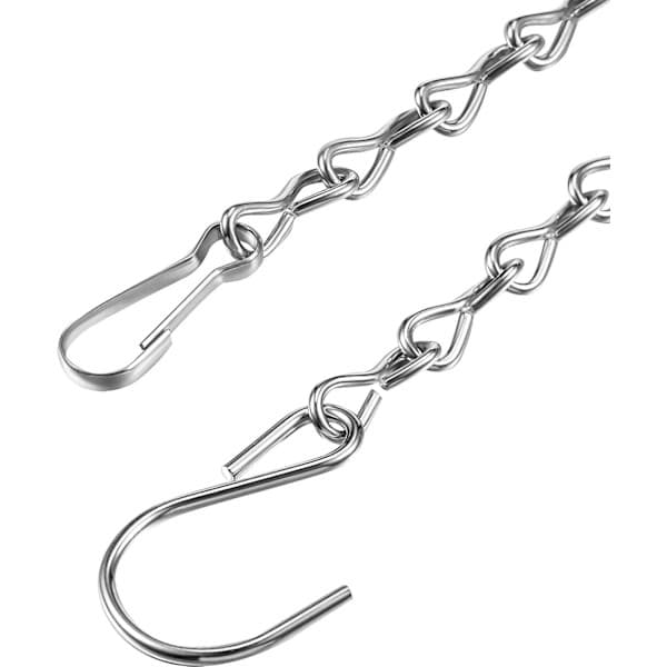 To hængende kæder til fuglefoderautomater, urtepotter, lanterner og dekorationer (24 cm, sort), sølv
