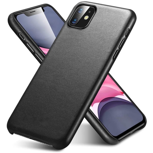 Premium case kompatibelt med iPhone 11 - Tunt phone case i helläder stöder trådlös laddning Reptåligt case för iPhone