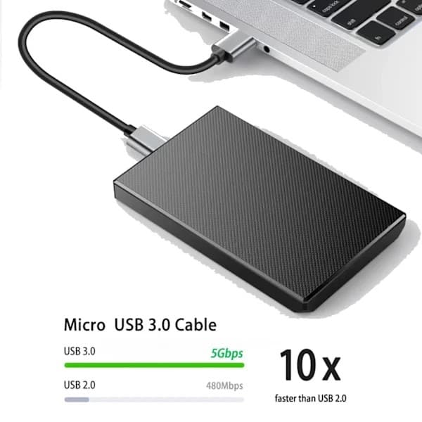 Typ-C till Micro-B extern hårddisk datakabel, USB 3.1 till USB 3.0 datakabel, överföringshastighet 5 Gbit/s (1m)
