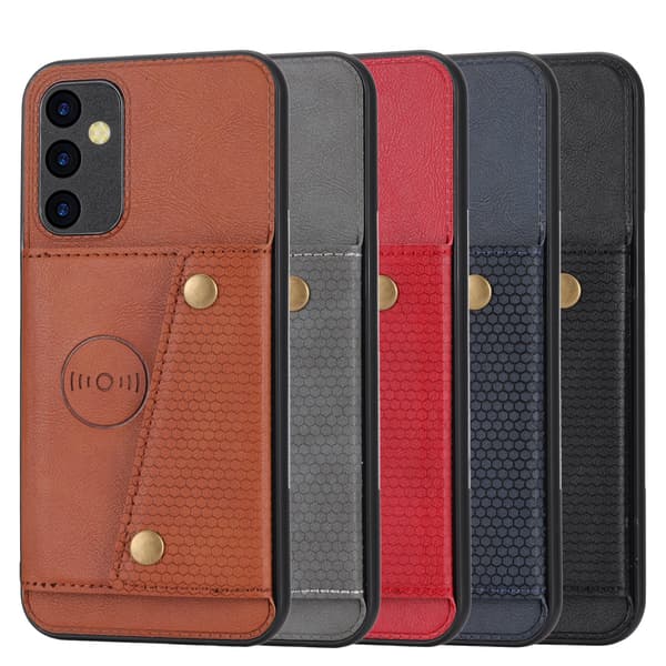 Luksus PC Læder Retro Flip Mode Pung Etui til A55 5G (Grå)