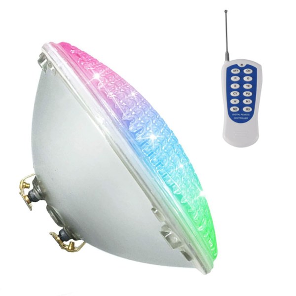 LED poolbelysning, 18W PAR56 RGB poolljus. Undervattensspotlight med fjärrkontrollerad poolbelysning, 12V AC / DC IP68 vattentät poollampa