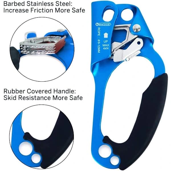Klätterträd Arboristutrustning Ergonomisk Caliper Rak Handascender för 8-13 mm rep