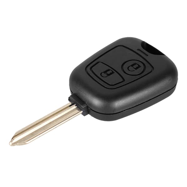 Sort dobbeltknaps bilnøglehus til Citroën, ubeskåret nøgleemne, one size fits all.