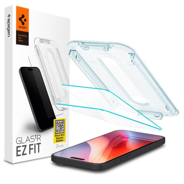 Spigen iPhone 17 / 17 Pro / 16 Pro 2-pack GLAS.tR “Ez Fit” -näytönsuoja