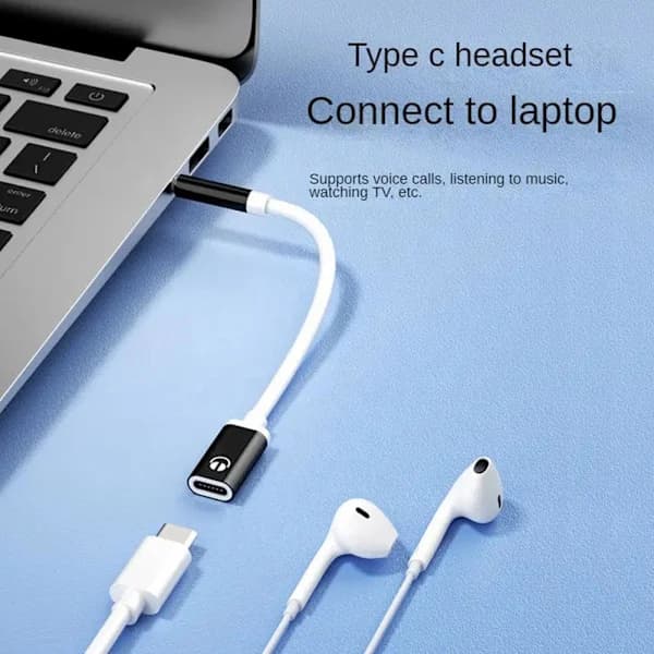 3,5 mm han til Type-C hun lydkabel 3,5 mm analogkabel Type-C konverter hovedtelefonadapter kompatibel med bærbare computere, tablets,