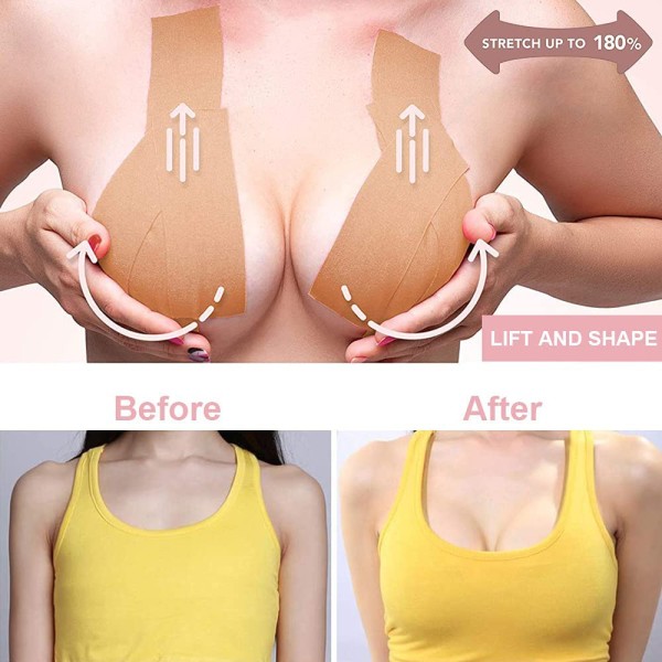 Bröst Boob Tape BH Lift Up självhäftande Push-Up-band bröstpajer med1 par bröstvårtskydd gör-det-själv lyfttejp för A-E-kupor