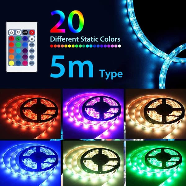 RGB LED Strip USB 5M LED Strip LED-lys LED-lyslenker,