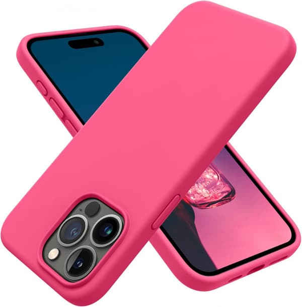 Silikonbeskyttelsesdeksel til iPhone 15 Pro, bringebærrosa
