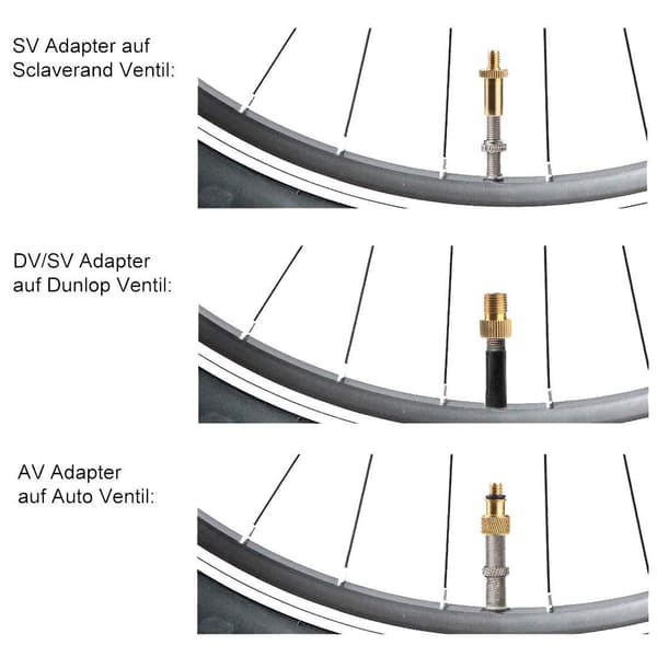 Cykelventiladapter för luftpump / Set om 15 delar