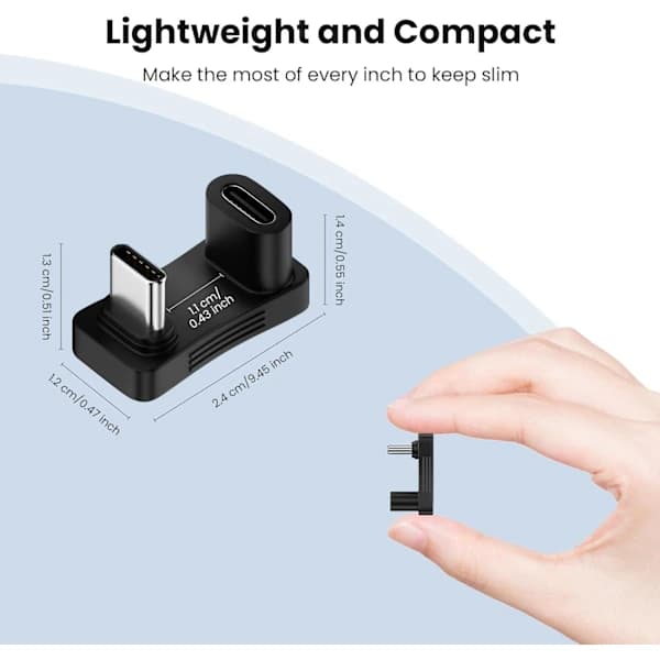 180 graders vinklet USB-C-adapter (2-pak), U-formet USB-C 3.1 han