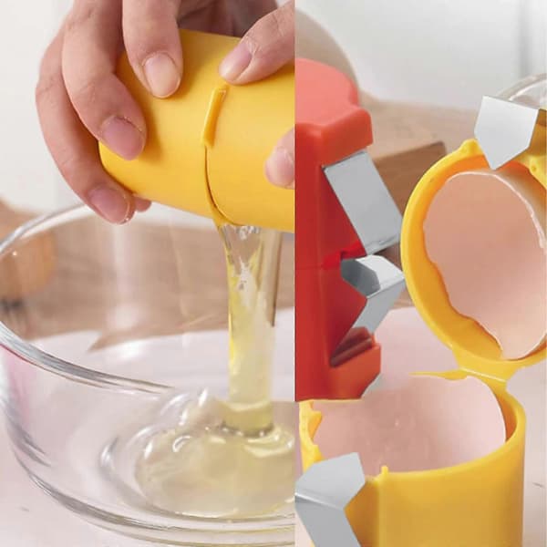 3 stk. eggeskallåpner, 2025 ny eggknekker for rå egg, håndholdt eggbryter multifunksjonell eggkutter eggknekker og separator-T2