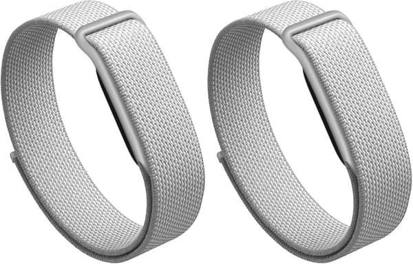 Klokkerem til Google Fitbit Air, vevd nylon erstatningsrem 2-pakning lys grå