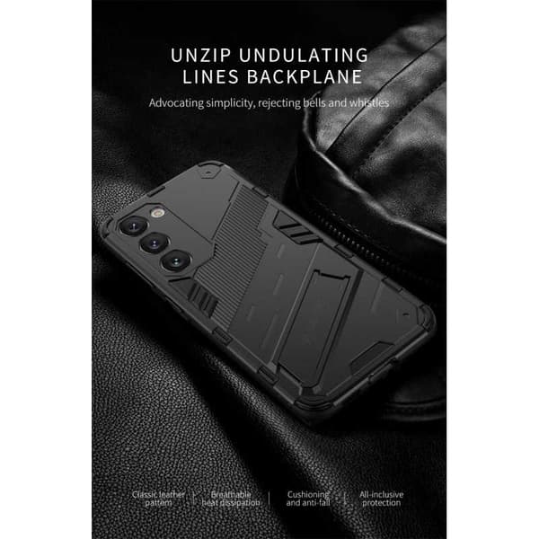 Samsung S23 Plus iskunkestävä kotelo jalustalla ThinArmor V2 musta