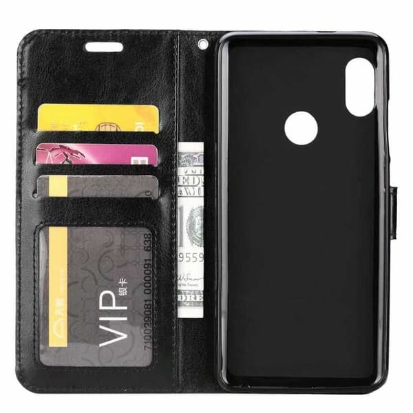 Xiaomi Redmi Note 7 Pung Etui PU Læder 4-RUM Sort