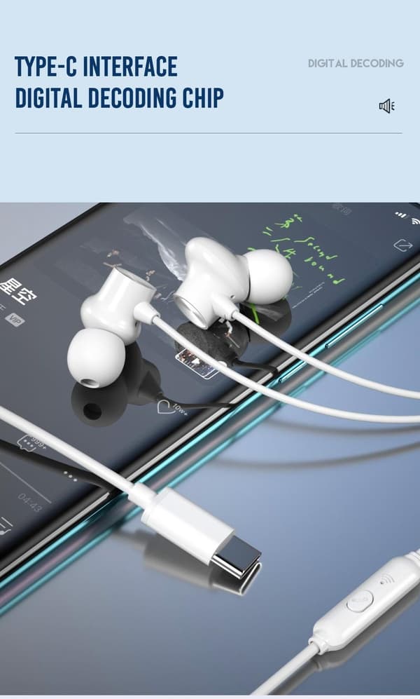 USB-C-nappikuulokkeet mikrofonilla iPhone 15,16 /Samsung /Android Musta