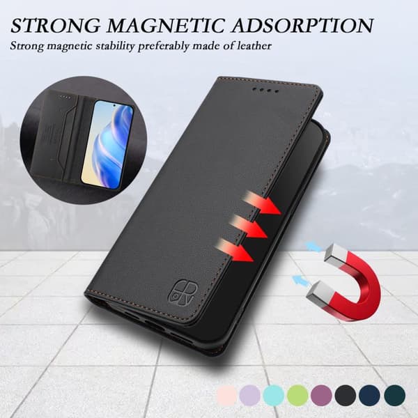 Samsung Galaxy S26 5G Dobbeltfoldbart Magnetisk Telefoncover, RFID Tyverisikret Lædermateriale, Sort