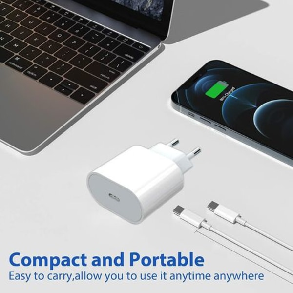 [Apple MFi Certifié] iPhone Rapide laddare vec 2M kabel USB C versus Lightning, 20W laddare USB C PD Typ C Adaptateur Secteur Alimentation
