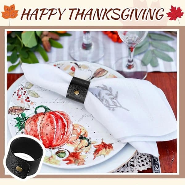 Rustikke servietringe til Thanksgiving, håndlavet af kunstlæder
