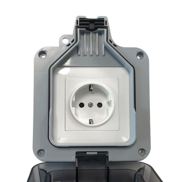 Ulkoseinäpistorasia kannella IP66 Pistorasia 16A 250V Harmaa Harmaa