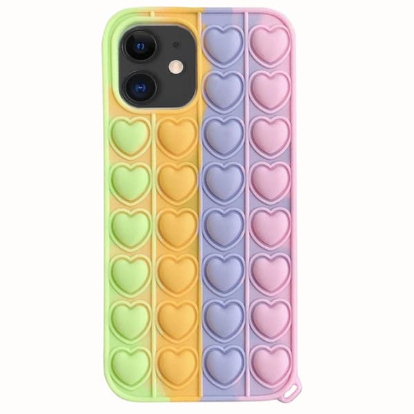 Fidget Pop It Simple Dimple Silikonskal - iPhone 12 Grön-Gul-Blå-Rosa