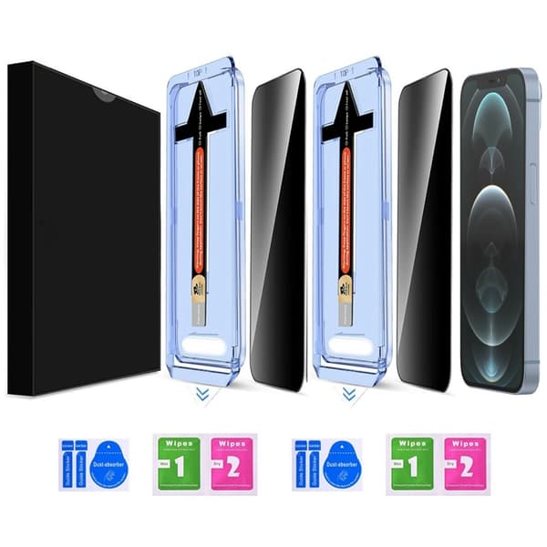 iPhone 12 Pro Max 2-pack skärmskydd i härdat glas med sekretessdesign