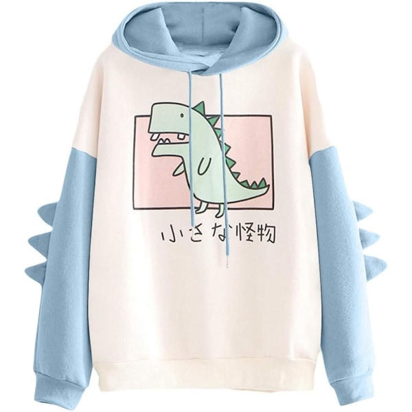 Dinosaurie tröja för kvinnor Långärmad skarvtröja Cartoon Söta hoodies Tonåringar Flickor Casual Pullover