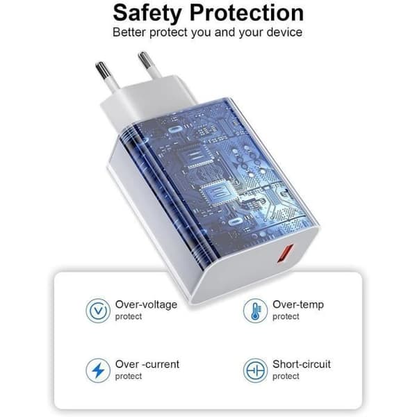 Rask lader 33W - EFCONNECTION - 1M USB-C-kabel - for Xiaomi og Redmi 15C, 14C, 13C, 5A, Note 15 Pro Plus, Note 14 Pro, Note 13 Hvit
