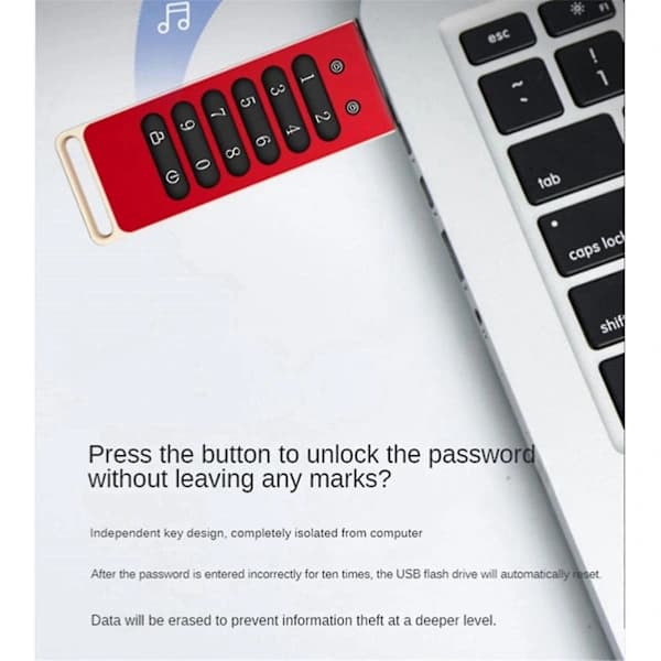 Sikker USB-flashdrev, 32 GB krypteret USB-flashdrev med hardware-adgangskode tastatur USB 3.1