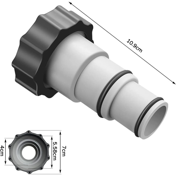 Slangadapter för poolpumpar, slanganslutningsdiameter 32/38 mm med tätningsring, plastslangadapter för reservdelar till pooler