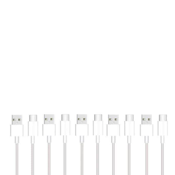 5-pak 1M Type-C Opladerkabel/Opladerledning Hvid