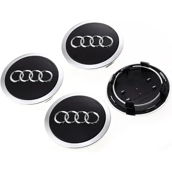Sommarrea Navkapslar för AUDI 60mm 4-pack Svart med kromad kant